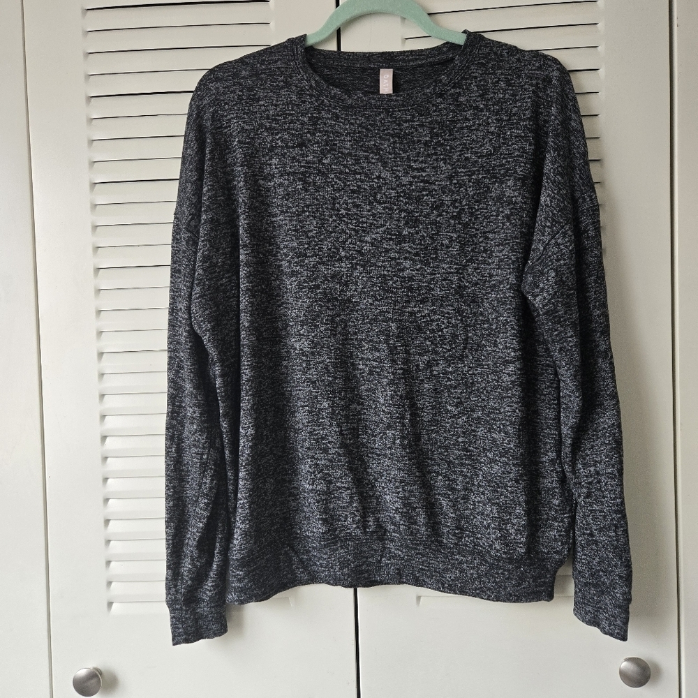 ATHLETA MINDFUL SOFT PULLOVER TOP Heather Charcoal Gray Size XS #015
